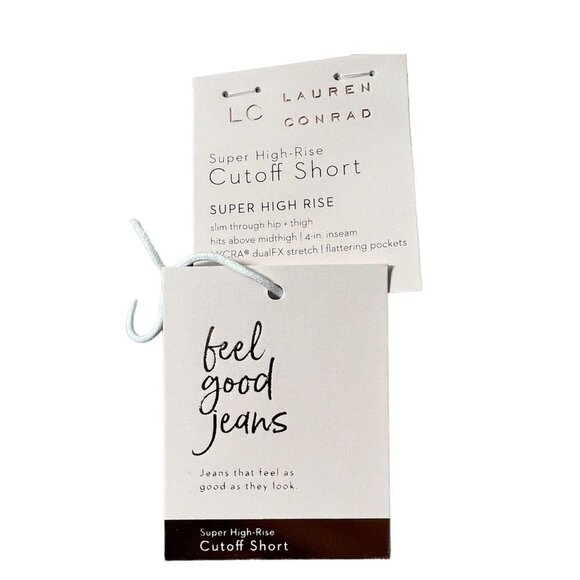 LC Lauren Conrad Womens High Rise Button Fly Light Denim Jean Shorts Sz 14 New - Picture 8 of 10
